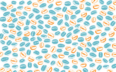 Obraz premium Coffee beans pattern background. coffee beans background. Coffee beans wallpaper. Coffee Beans Illustration for packaging. 