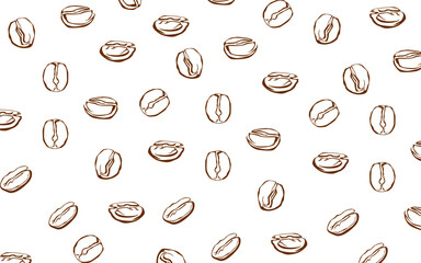 Coffee beans pattern background. coffee beans background. Coffee beans wallpaper. Coffee Beans Illustration for packaging. 