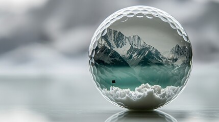 Innovative Golf Ball Displaying Miniature Mountain Landscape