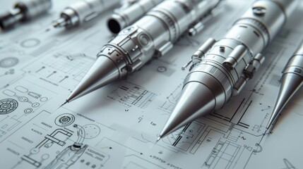 Modern rocket schematics laid out for reverse engineering, emphasizing cutting-edge aerospace development