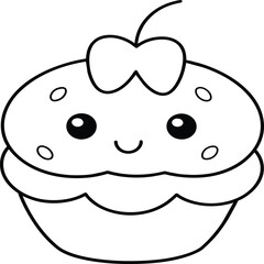  Kawaii coloring book illustration. Food coloring pages.