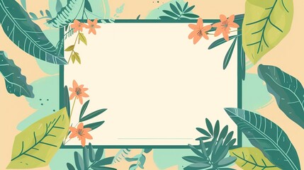  springtime flower blossom minimal doodle page print border design, with blank empty space for mock up message background