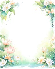 Fototapeta premium An elegant watercolor painting of a floral frame