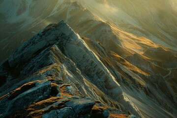 Sunrise view to Sigiriya rock - Lion Rock - from Pidurangala Rock in Sri Lanka. Beautiful simple AI generated image in 4K, unique.
