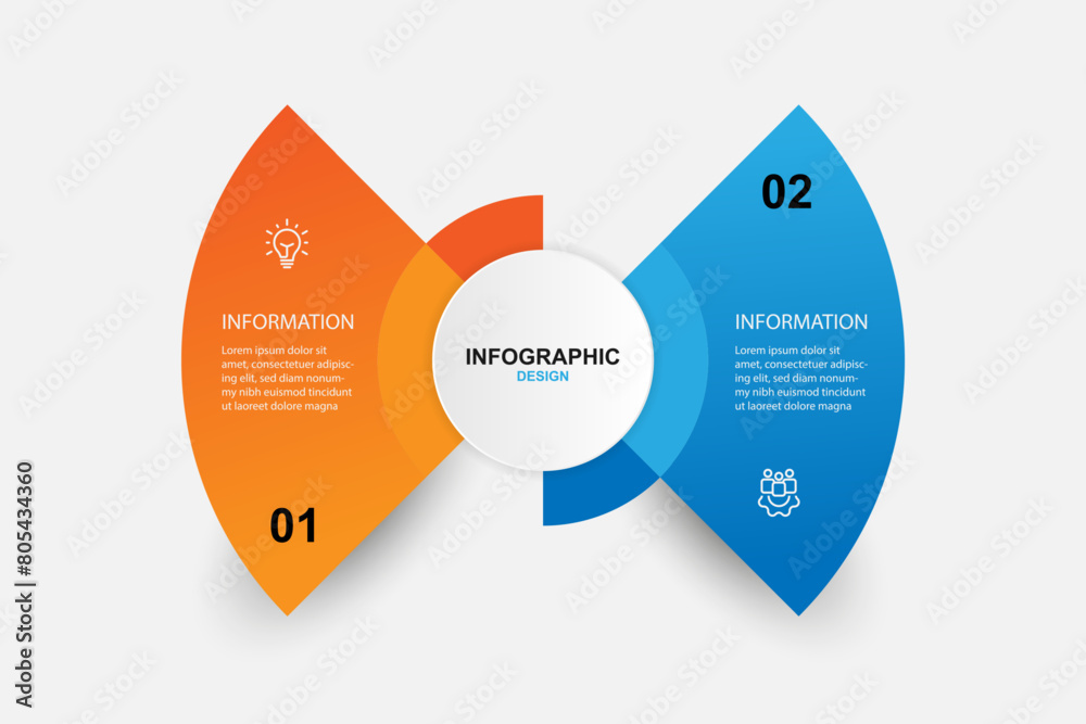 Aufkleber Modern template infographic vector with 2 step circle concept suitable for workflow, business information, presentation, and web graphic design 