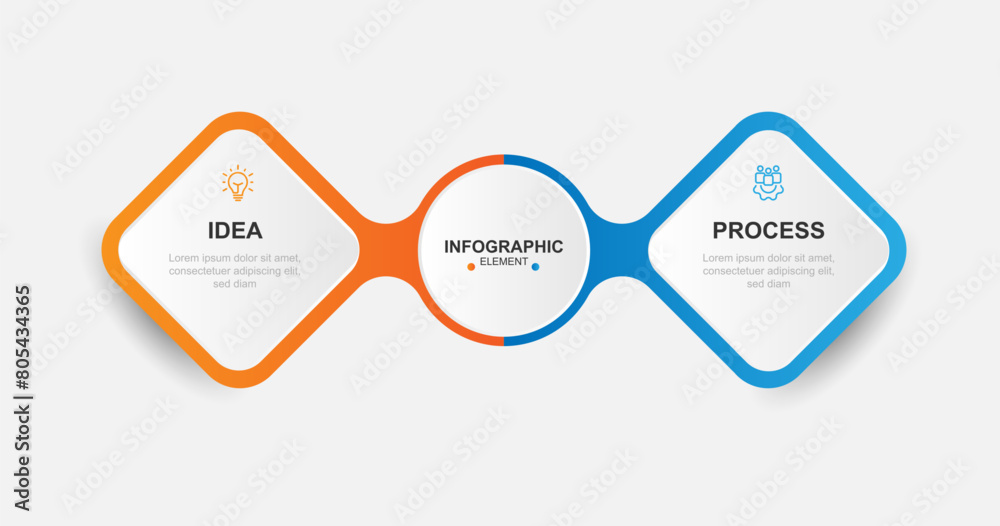 Aufkleber 2 step process infographic template vector with icons suitable for workflow, business information, presentation data, and more