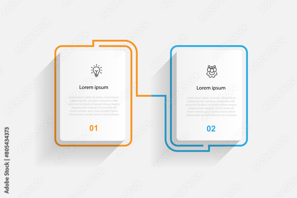 Poster 2 step line square connected with icons suitable for infographic template 