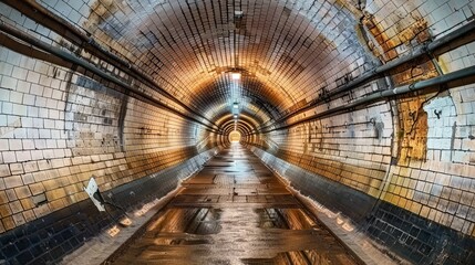 A Journey Through the Vintage Tiled Tunnel with Its Unique Circular Design