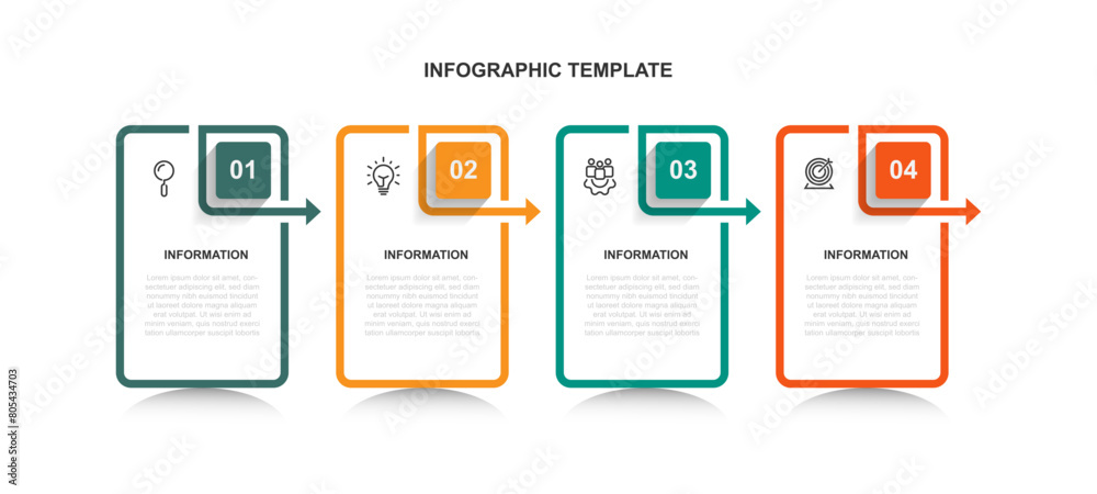 Aufkleber vector template infographic with 4 step line square