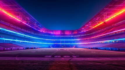 Football Stadium Game Day: Images depicting the excitement of game day at an empty football stadium