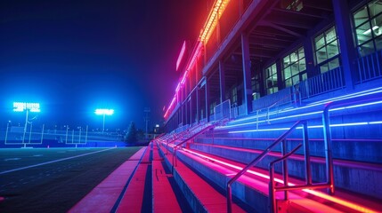 Football Stadium Nighttime Glow: Images showcasing the nighttime glow of an empty football stadium