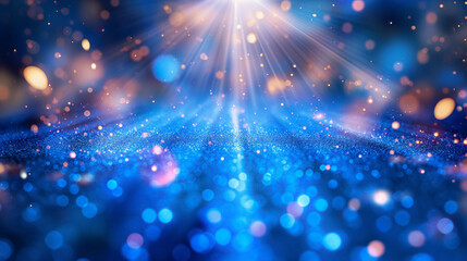 A blue sky with a bright light shining background. The light is creating a beautiful and serene atmosphere