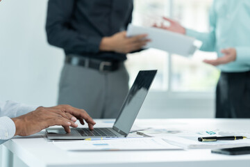 Businessman discussing commercial real estate sector faces risks as financial.