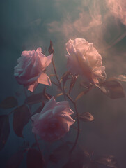 roses in the fog