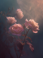 roses in the fog