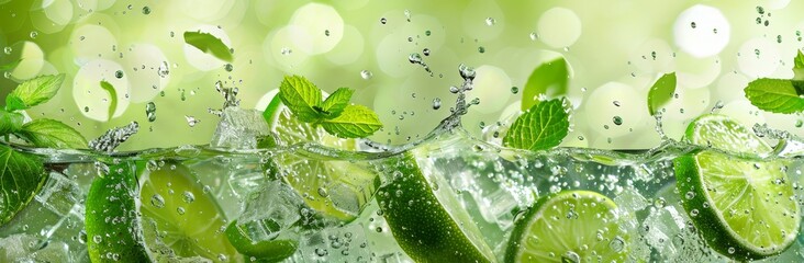 Mojito wide banner image perfect for summer smoothie ads.