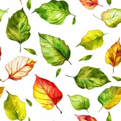 Obraz premium Watercolor leaves seamless pattern background
