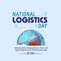 National Logistics Day Celebration card, poster. Supply Chain Success: World Logistics Day Tribute