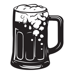 Simple and minimalistic beer glass icon, black vector illustration on white background