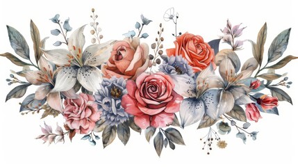 A beautiful watercolor painting of a floral arrangement