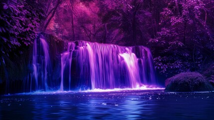 Waterfalls Nature: Neon photos capturing the beauty of a waterfall in a natural landscape