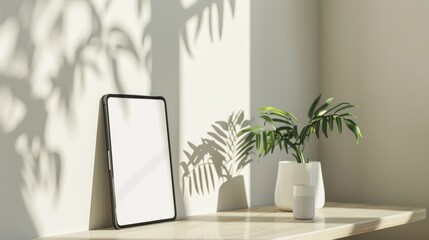 Modern blank screen tablet mockup on a minimalist desk