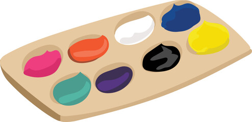 Cartoon palette illustration on transparent background.

