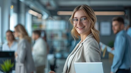 Confident Woman in Office Setting