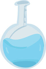 Cartoon erlenmeyer flask illustration on transparent background.
