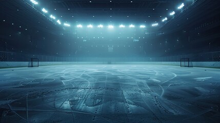 Hockey ice rink sport arena empty field stadium on dark background - Powered by Adobe