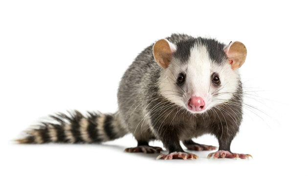 Opossum isoliert auf wei&szlig;en Hintergrund, Freisteller 