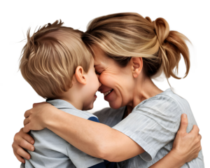mother and son transparent background