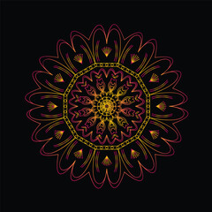 Beautiful pattern on a red background. Vector mandala template. 