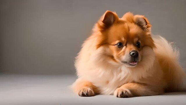 Small Brown Dog Sitting on White Floor Generative AI