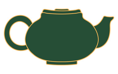 Teapot, kettle line art hand drawn illustration. Dragon Boat Festival, Mid Autumn Festival, traditional holiday clip art, card, banner, poster element. Asian style design, isolated vector.