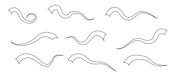 Swoop and swish  black  vector line  on white background. Swoop and swish with swirl tail. vector illustration.