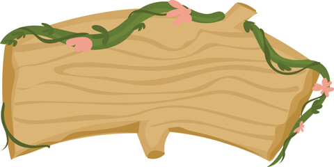 Naklejka premium Cartoon wooden sign illustration on transparent background. 