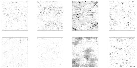 Abstract grunge distressed wall texture overlay background set. Vector art