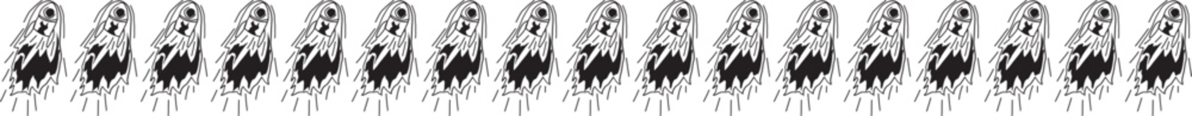 Spaceship doodle line border on transparent background.
