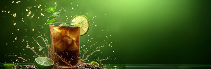 Mojito wide banner image perfect for summer smoothie ads.