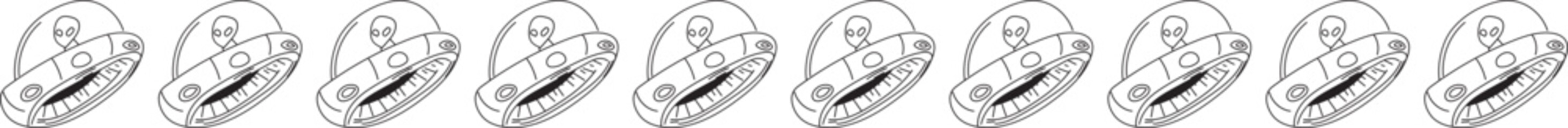 Obraz premium UFO doodle line border on transparent background. 