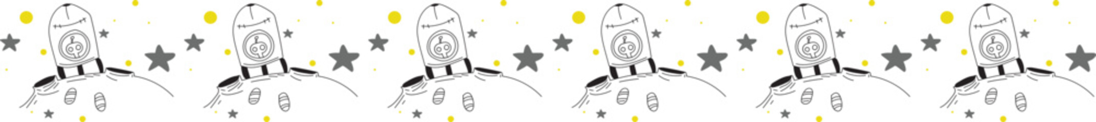 Spaceship line border on transparent background.
