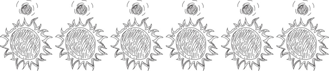 Sun line border on transparent background.