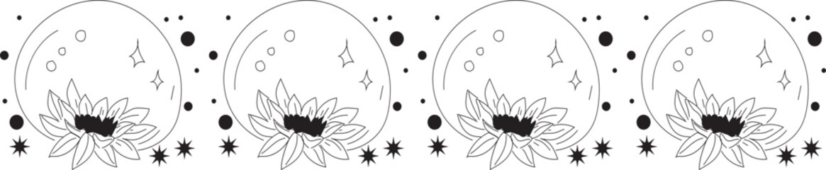 Beautiful globe line border illustration on transparent background.
