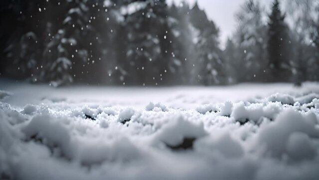 Snow Covered Field With Trees in Background Generative AI