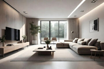 Naklejka na ściany i meble modern living room interior with white sofa