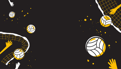 Volleyball player hands setting ball on abstract black background. The sport concept.