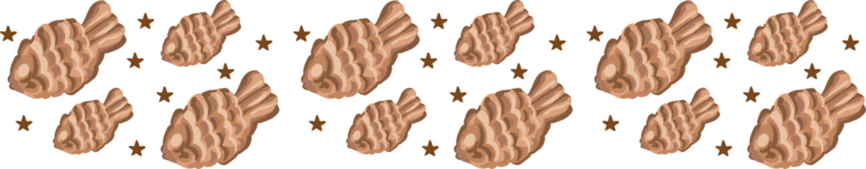 Taiyaki line border on transparent background.
