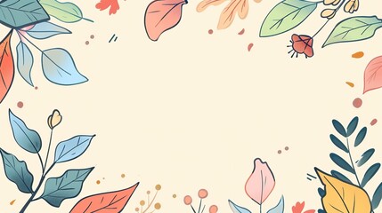 Obraz premium cute spring flower frame cute cartoonish page print border design, with blank empty space for mock up message background