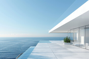 Fototapeta premium Modern buildings by the lake.Empty architectural background.